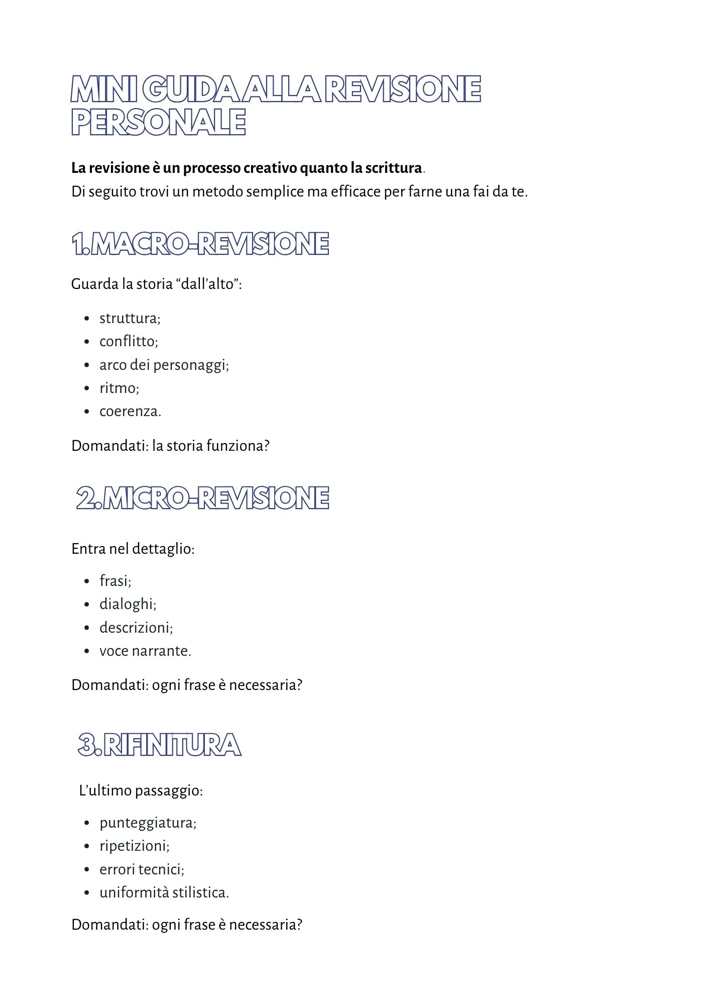 una pagina dello starter kit per autori emergenti
